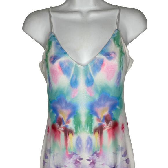 AFRM NWT Alyson Mesh Panel Maxi Dress Blur Blossom XXS Colorful Bodycon Party - Picture 4 of 8